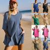 Casual Jumpsuit2024 European American Summer New Women's Clothing Loose Casual Short Sleeve V Neck Open Back Jumpsuit