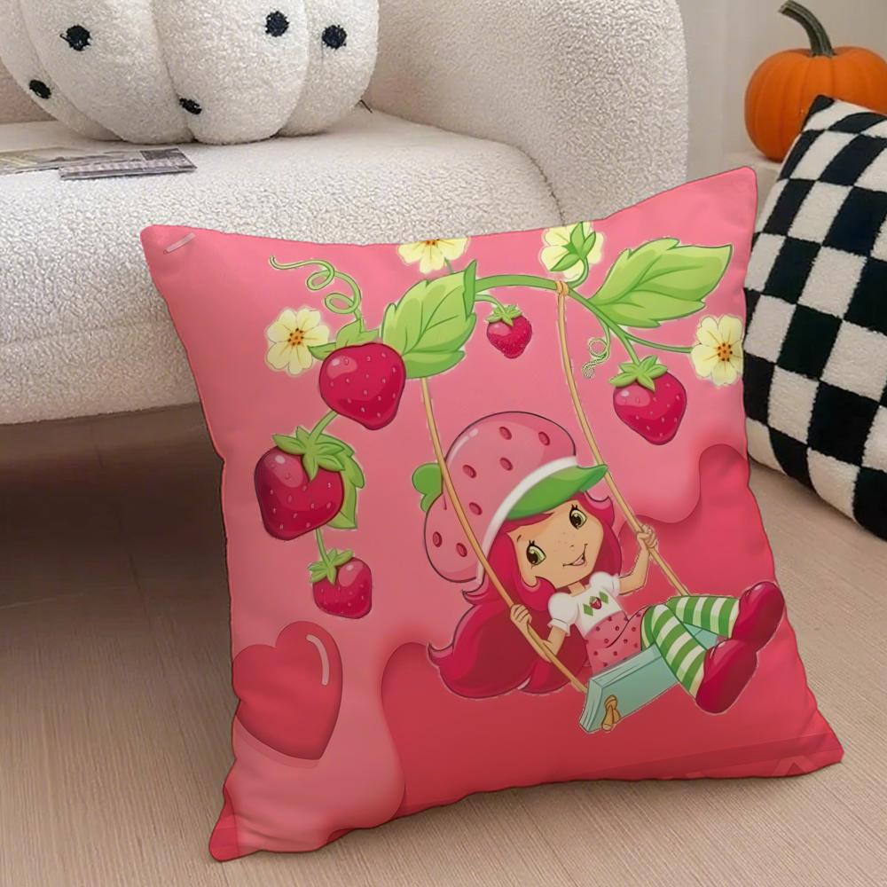 Erdbeerkuchen Kissenbezug Milbenabweisender Kissenbezug Unsichtbarer Reißverschluss Seidig kurzer Plüsch Sofakissenbezug