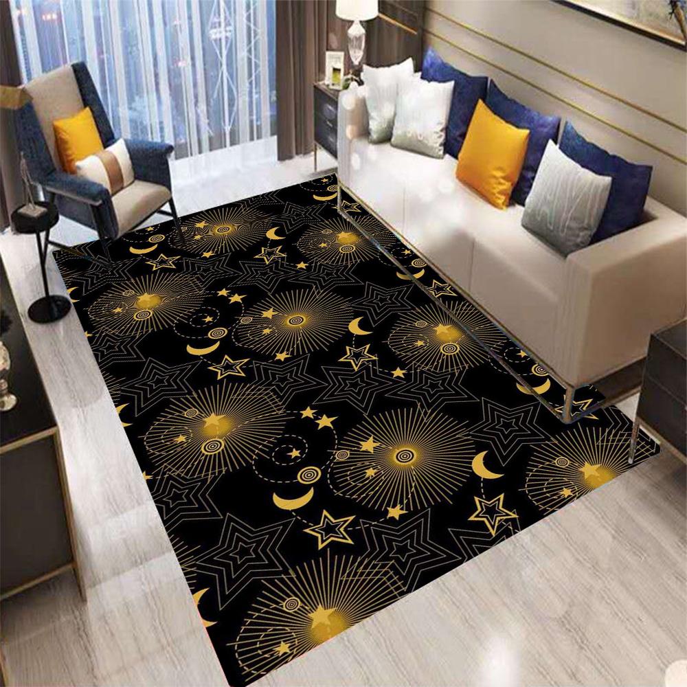 Retro Bohemian Moon Starlit Sky Area Rug Non-Slip Carpet for Living Room Bedroom Sofa Kitchen Entrance Door Mat Home Decor