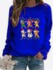 Winter Women's Santa Claus Printed Tops T-shirt Ladies Round Neck Long Sleeve Casual Sweatshirt Plus Size Blouse