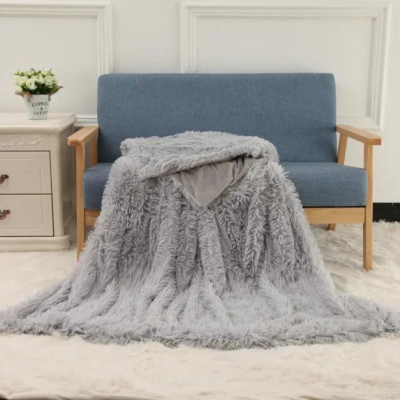 Double Layer Plush Warm Winter Throw Blanket Home Bedspread on The Bed Plaid Chair Towel Sofa Cover Lamb Bed Blankets and Throws