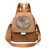 Vintage Brown Suede Backpack with Deer Embossed Design - Convertible Shoulder Bag for Women, Fashion Travel & Daily Use
