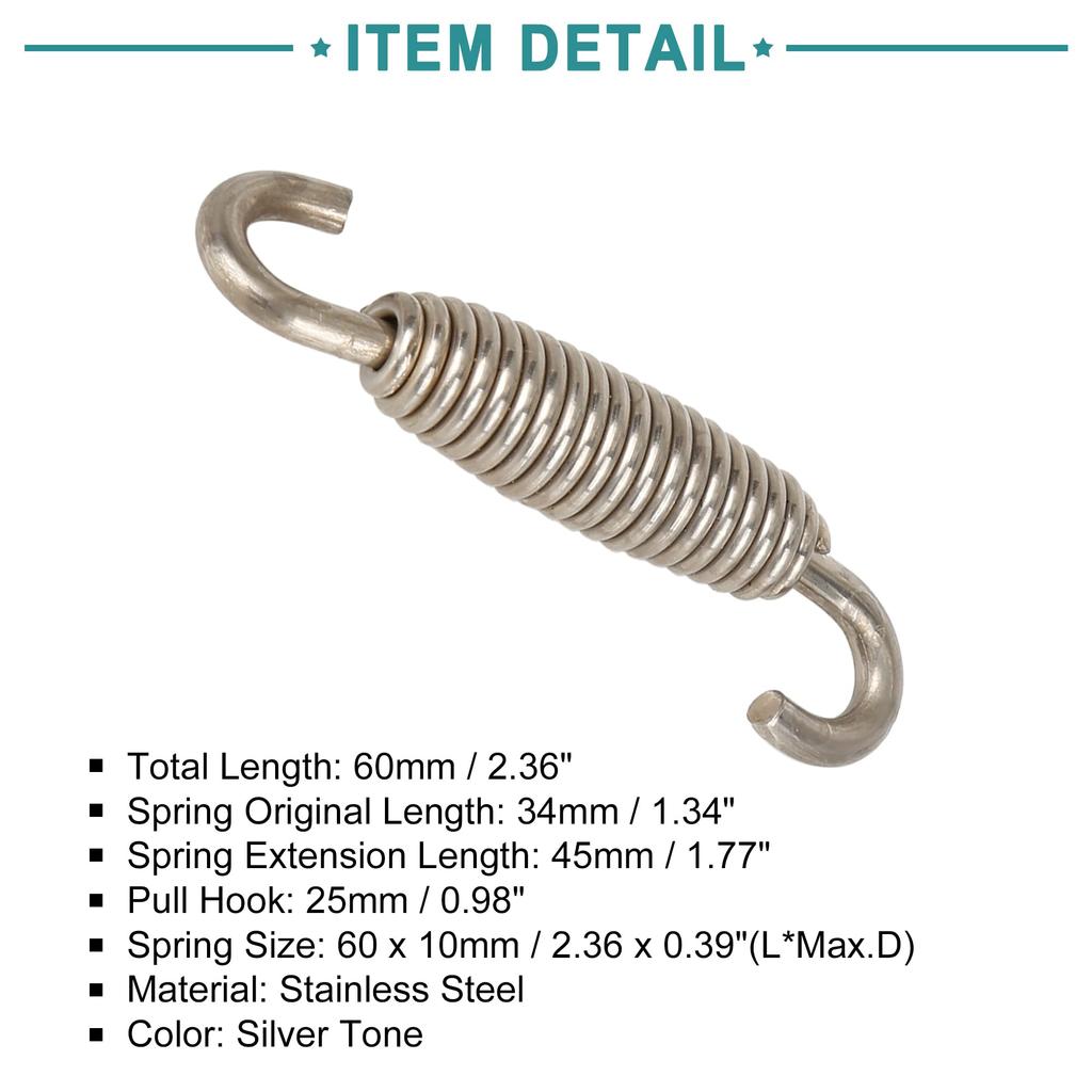 ACROPIX Motorcycle Exhaust System Muffler Spring with Pull Hook 45mm Silver Tone 2pcs