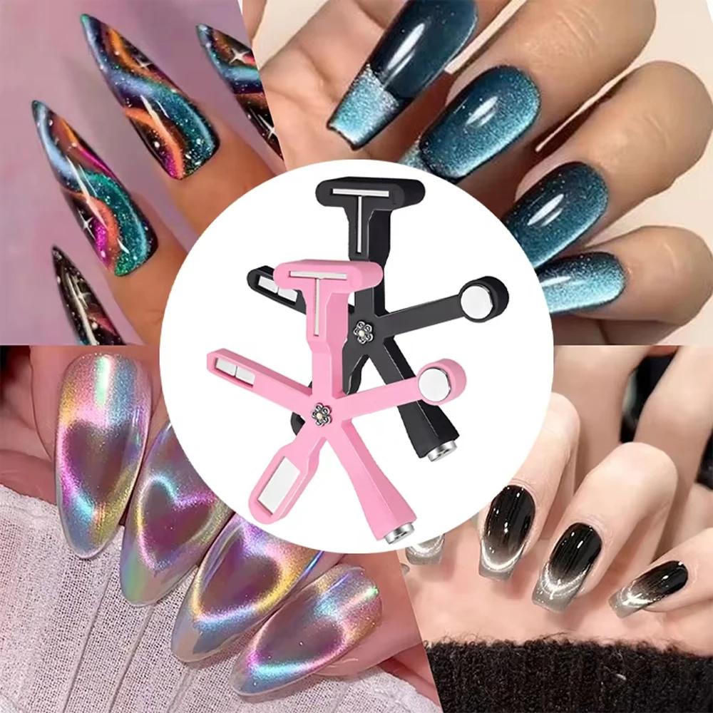 Love Heart Pattern Nail Magnet 6in1 Cat Eye Effect Side Light Half Moon Daisy Flower French Nail UV Attraction Magnets Manicure