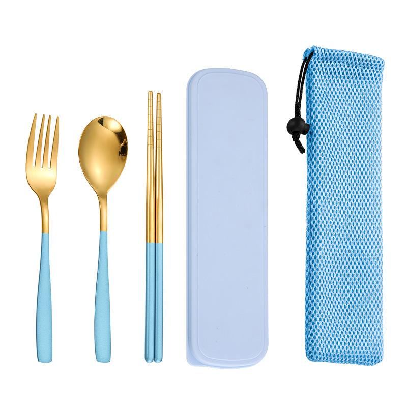 

2/3 шт. портативная посуда из нержавеющей стали набор столовых приборов с футляром дорожная походная посуда ложка вилка палочки для еды кухонная утварь