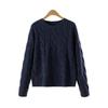 Autumn And Winter New Crew Neck Twist Sweater Women'S Versatile Korean Version Loose Wool Lazy Solid Color Knitted Bottoming Shirt