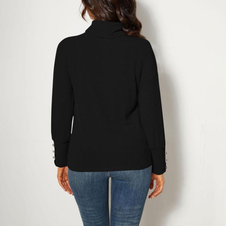 Maglione a collo alto in maglia calda da donna, casual, manica lunga, top invernale