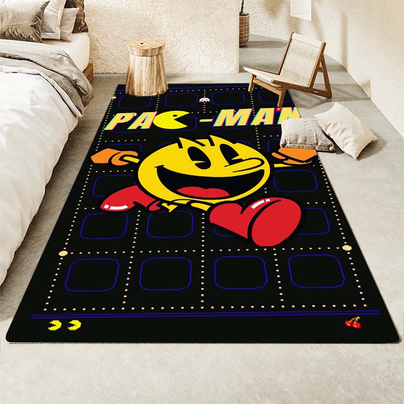 Pac-Man Game Theme Rug Non-Slip Round Carpet Gaming Room Bedroom Living Room Floor Mat Decoration
