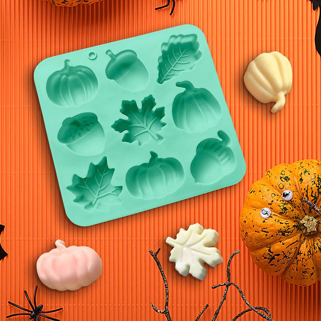 9 Grids Halloween Silicone Baking Pan Pumpkin Silicone Bakeware Chocolate Molds Thanksgiving Fall Theme Mould Harvest Cake Pan