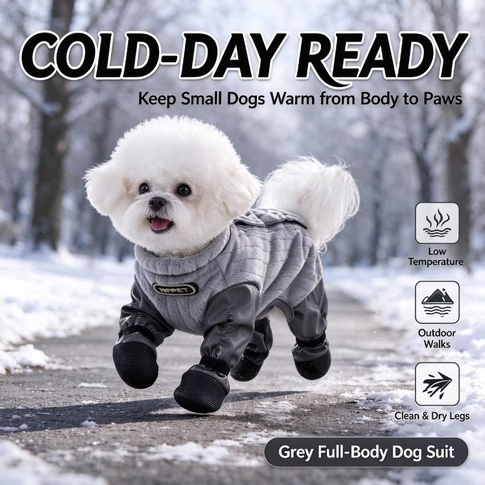 Thickened Pet Dust-proof Pants Full Body Pet Jumpsuit Cozy Dog Winter Coat for Outdoor Walks