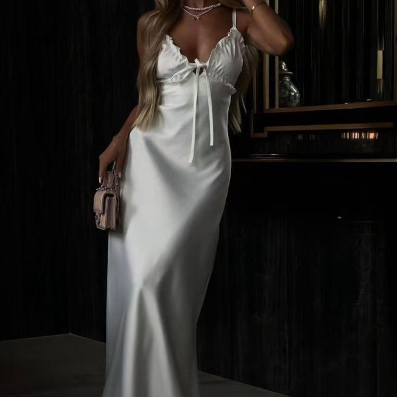 Fashion Wind Sexy V-neck Brace Open Back Sheath Dress Backless Suspender Sexy Dress