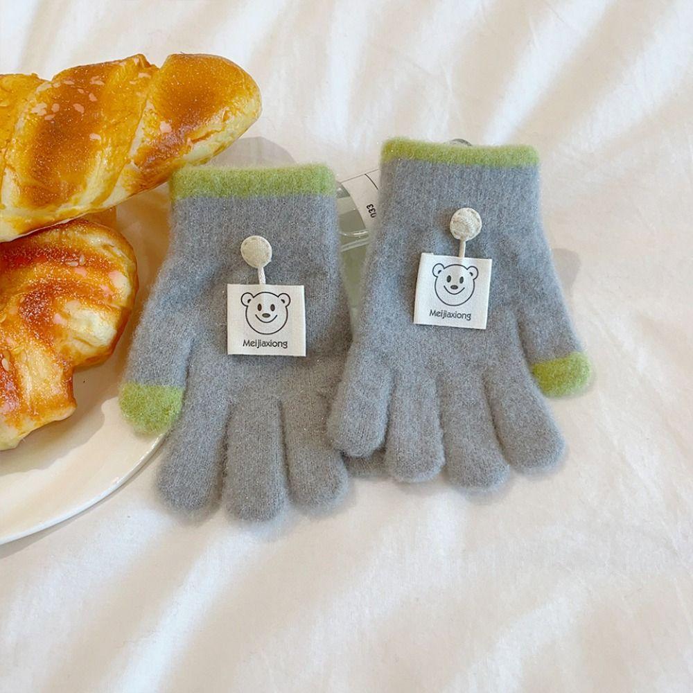 3-8 Years Old Thicken Velvet Children Knitted Gloves Elastic Winter Warm Gloves