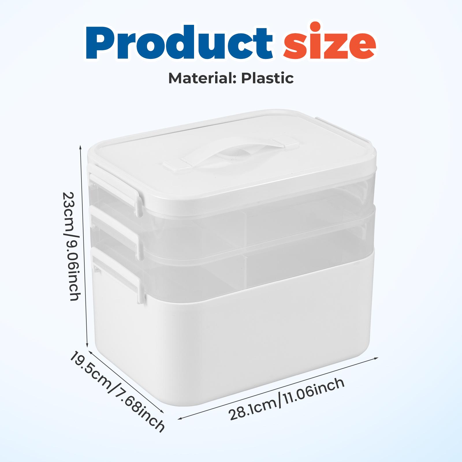 

3/4 Layers Storage Box With Removable Tray and Handle Craft Organizer and Storage Plastic Clear Storage Container for Organizing