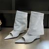 Fashion Pointed Peep Toe Women Boots Sandals Designer Knee-High Booties Wedges Heels Ladies Shoes Zapatos De Mujer