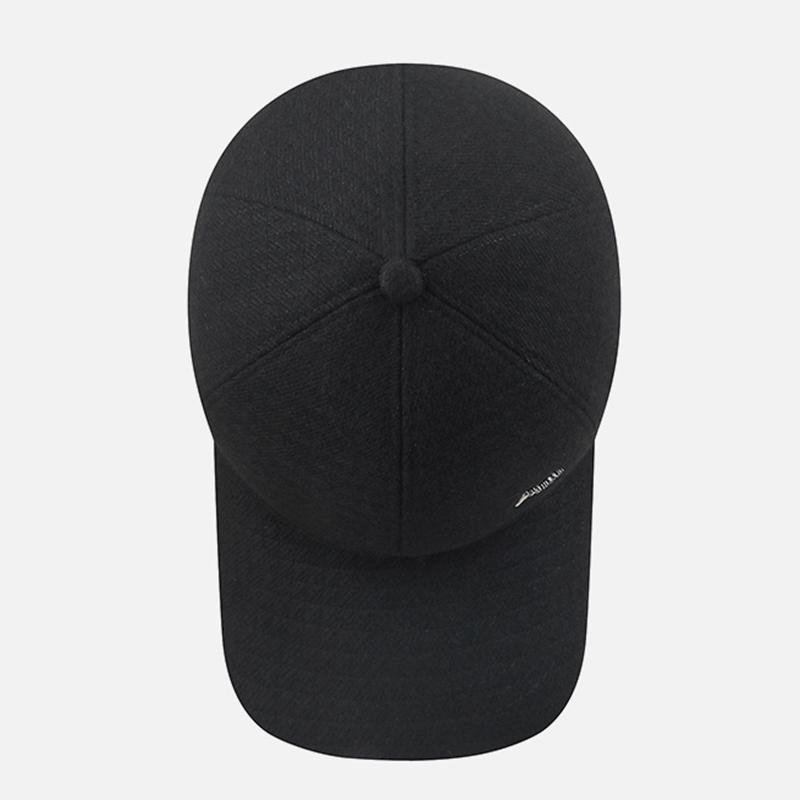 Mens Winter Warm Wool Blend Baseball Cap with Ear Flaps Windproof Dad Hat