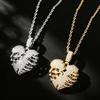 Street Heartwrenching Pendant Copper Inlaid Zircon Full Diamond Hollow Hip Hop Personalized Men's and Women's Necklace Jewelry