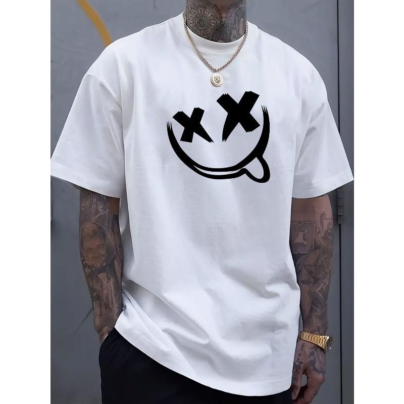 

Мужская футболка с круглым вырезом и короткими рукавами с принтом, повседневный спортивный топ, подходящий для весеннего и летнего отпуска и отдыха. L белый