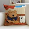 Shijiao Bear Cushion Cover Cushion Cover Pillowcase, Anti-Mite Invisible Zipper, Linen Sofa Cushion