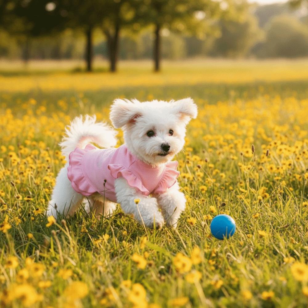 Lotus Leaf Edge Pet Base Dress Soft Comfortable Solid Color Pet Princess Dresses Lover Pattern Dog Skirt Shirts