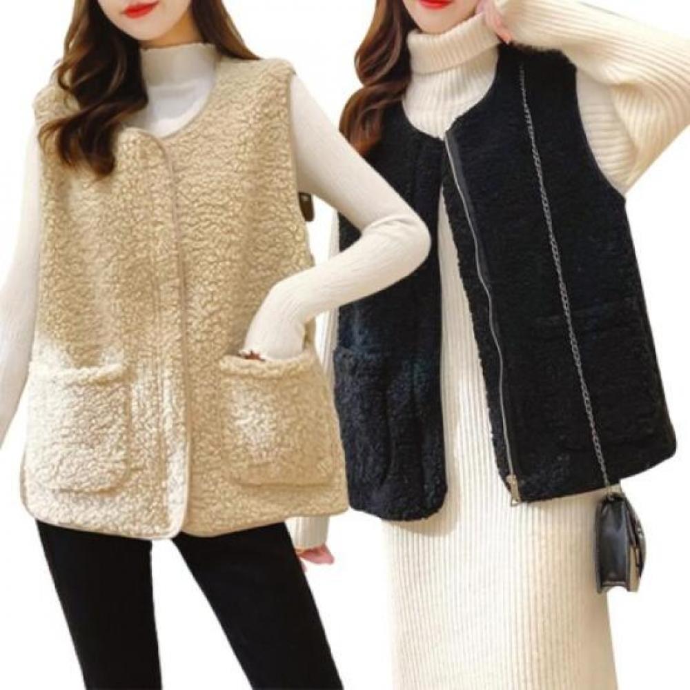New Arrivals Open Run Women Black Wool Square Winter Vest Beige Zara