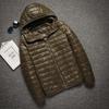 Men Autumn Winter Warm Lightweight Hooded Cotton Jacket Fashionable Short Casual Portable Stand Collar