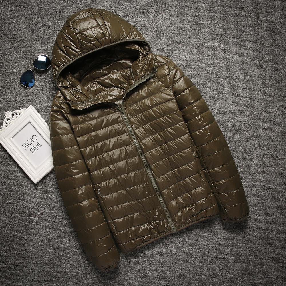 Men Autumn Winter Warm Lightweight Hooded Cotton Jacket Fashionable Short Casual Portable Stand Collar