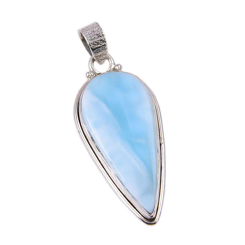 Natural Republic Larimar Gemstone 925 Solid Sterling Silver Pendant 1.75" V9c57