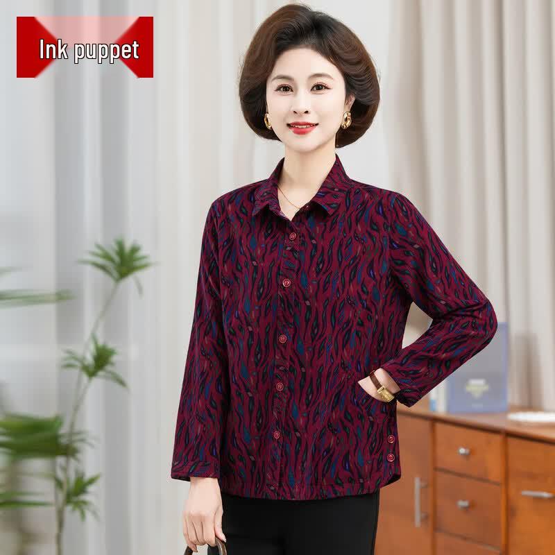 Elderly Women s Summer Cotton Lapel Cardigan Shirt 4XL