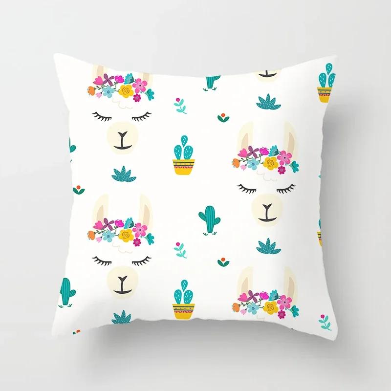 Cartoon Alpaka Dekokissenbezug Kreativer Druck Polyester Kissenbezug Kawaii Raumdeko Körperkissen Anime