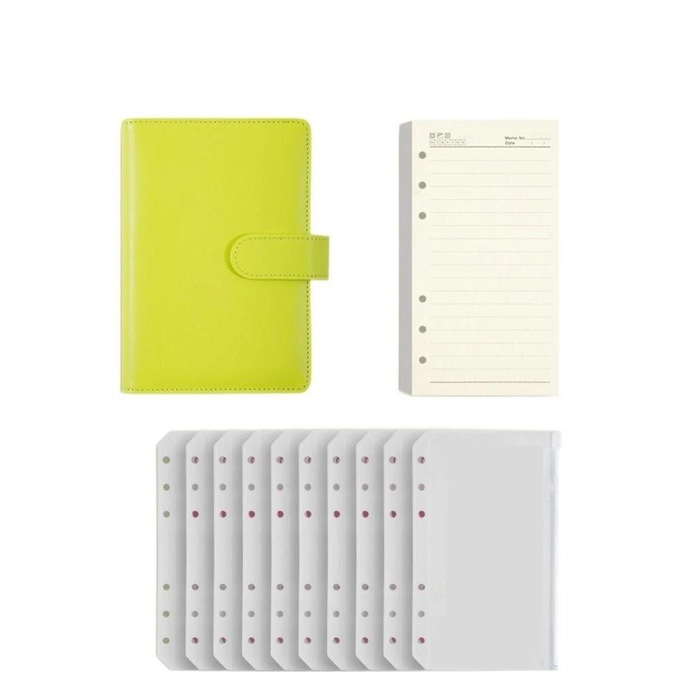 Pu Leather Loose-Leaf Notebook Macarone Color Budget Binder  Office Stationery Supplies