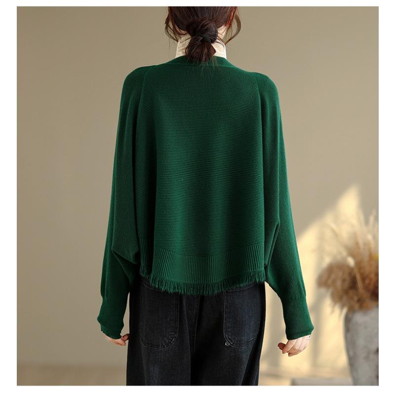 DIMANAF 2025 Women Plus Size Sweaters Cardigan Autumn Winter Solid Knitting Loose Bat Sleeve Tops Shirts