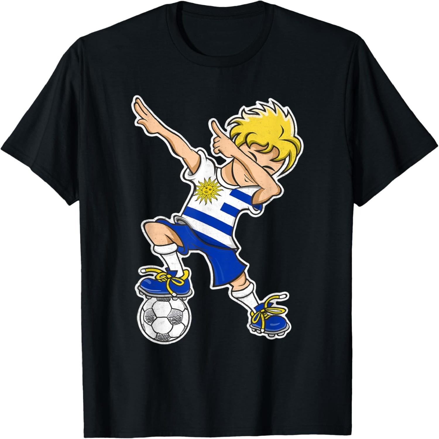 Uruguay Soccer Jersey Dabbing Boy Uruguayan Flag T-Shirt S