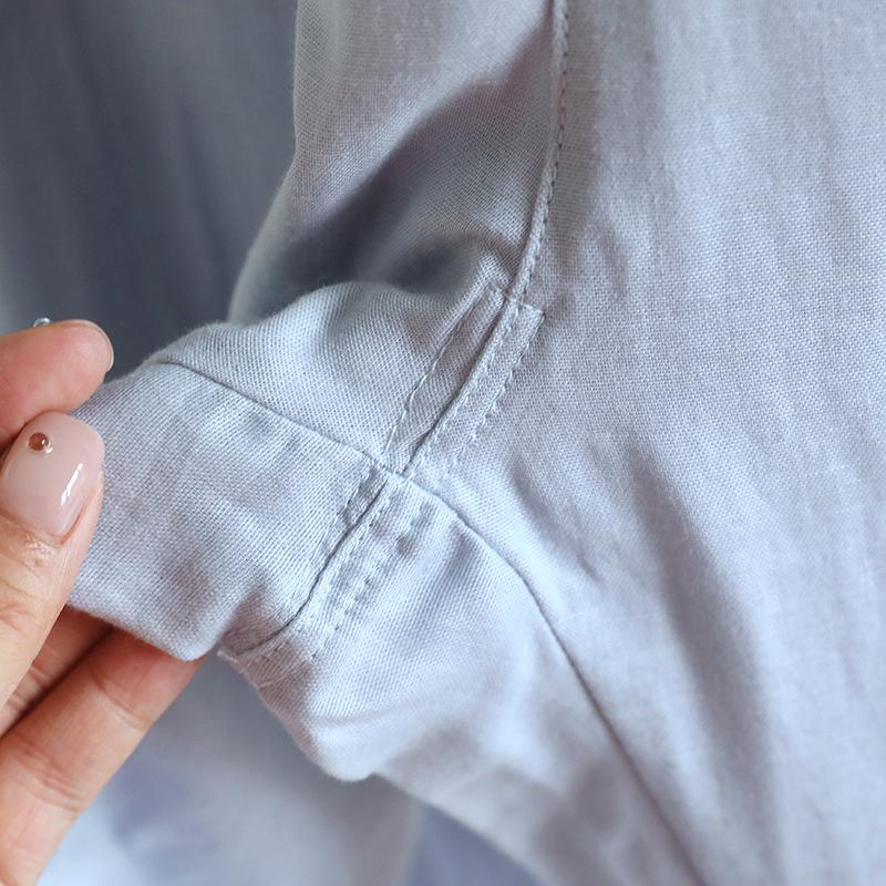 Women's Pure Cotton Gauze Pajamas - Long Sleeve, Double Layer, Thin, Casual Cardigan, Solid Color, Spring & Autumn Home Wear