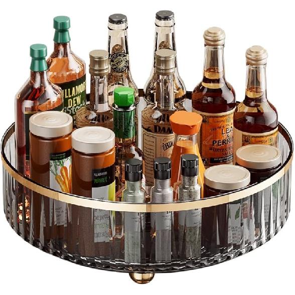 Clear Lazy Susan Pantry Organizers and Storage, 11” Turntable Organizer, 360 Rotating Storage Rack for Kitchen, Pantry, Cabinet, Dining Table,