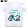 Monsters Inc University Print Cartoon Girls Clothes 1 2 3 4 5 6 7 8 9 Years Birthday Kids T shirt Baby Boys Children T-Shirt