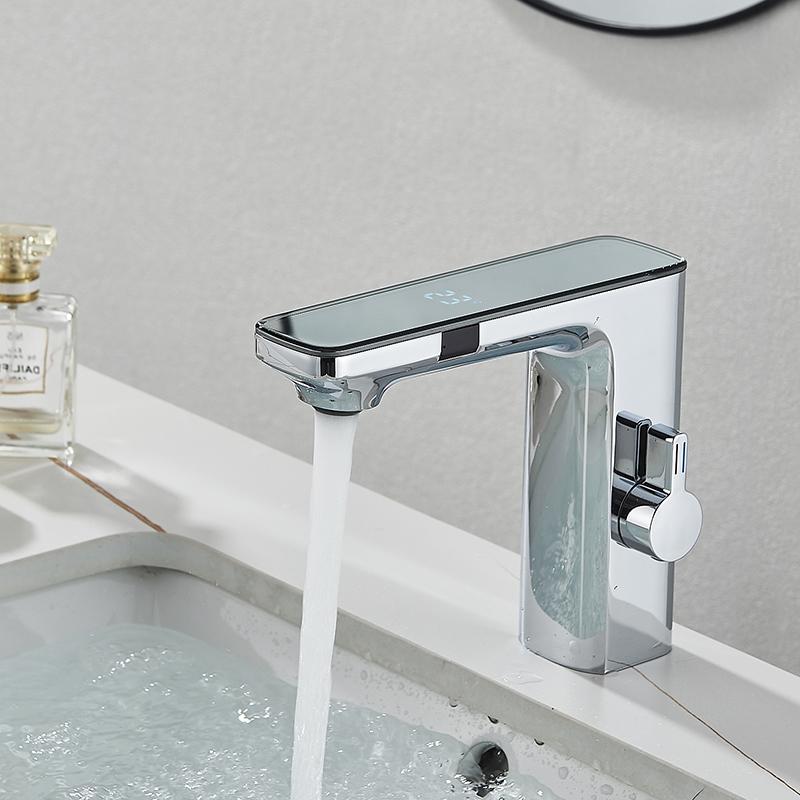 Smart Sensor LED Faucet Bathroom Basin Infrared Faucet Kitchen Sink Mixer Tap Hot and Cold Vanity Touchless Tap Digital Display