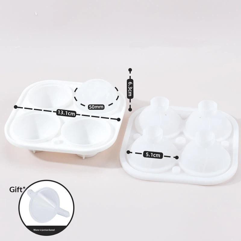 Large Silicone Ice Sphere Mold 4-Hole Food Grade Reusable Ice Cube Tray for Party  Cocktail Making