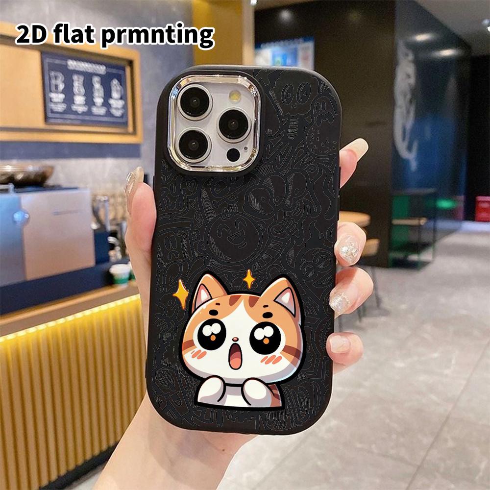 Phone Case: 2D Flat Design Suitable for iPhone 18 17 16 15 14 13 Pro Protective Case, Couple Style, Three Little Cats, Christmas and Halloween Gifts