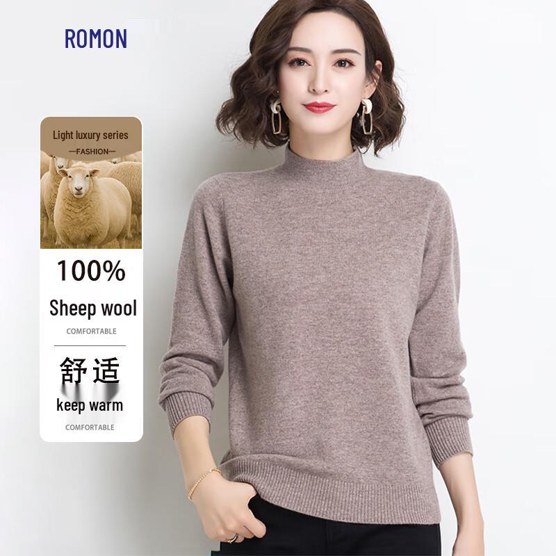 

Luo Meng Women s 100% Merino Wool Semi-High Neck Sweater M