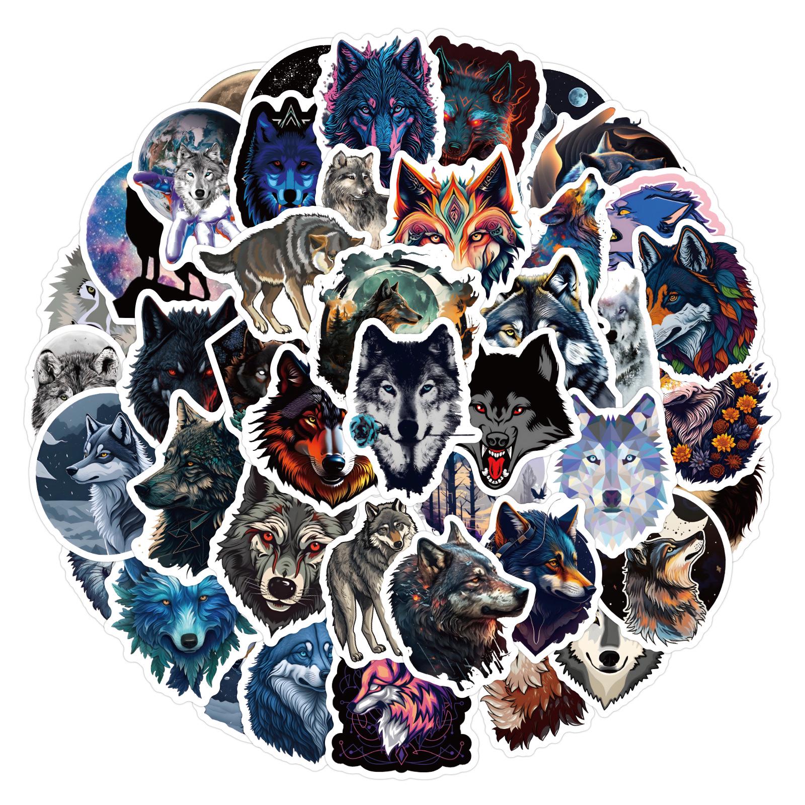 

60 Wolf Graffiti Stickers: Decorative Set for Suitcases, Notebooks, Scooters & Water Bottles.