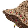 Straw Hand-Woven Wide Brim Straw Fabric Hat High-Density Fisherman Hat with Adjustable