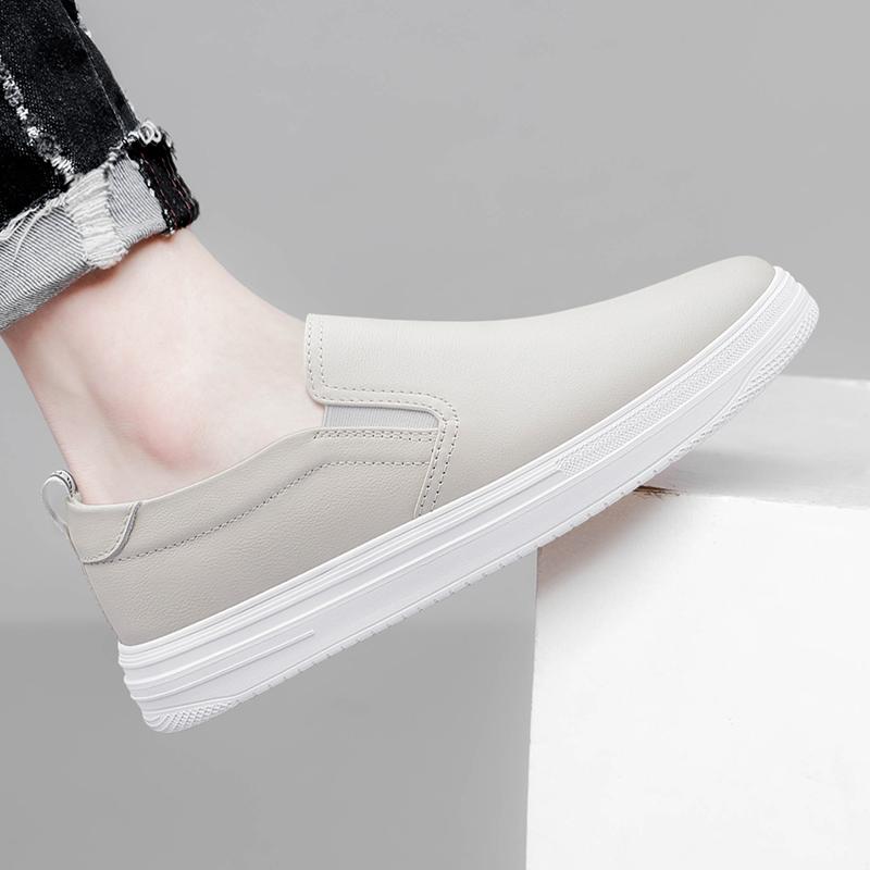 Fashion High Quality Men Comfortable Thick Soled Inner Height Increasing Loafers Brand Men Summer Breathable Hollow Leisure Board Shoes