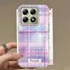 Pink Splicing Grid Pattern Vortex Phone Case for Xiaomi 13T 14T 11 Lite NE Poco X5 M6 Pro X6 X7 X3 Pro NFC C65 C61 M5S Cover