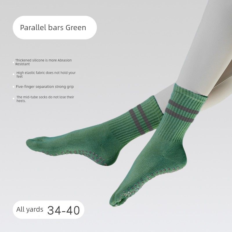 

Summer Knee Socks Yoga Socks Non-Slip Socks Women s Thin Professional Toe Socks Indoor Pilates Socks Fitness Athletic Socks Green [professional Non Slip]]