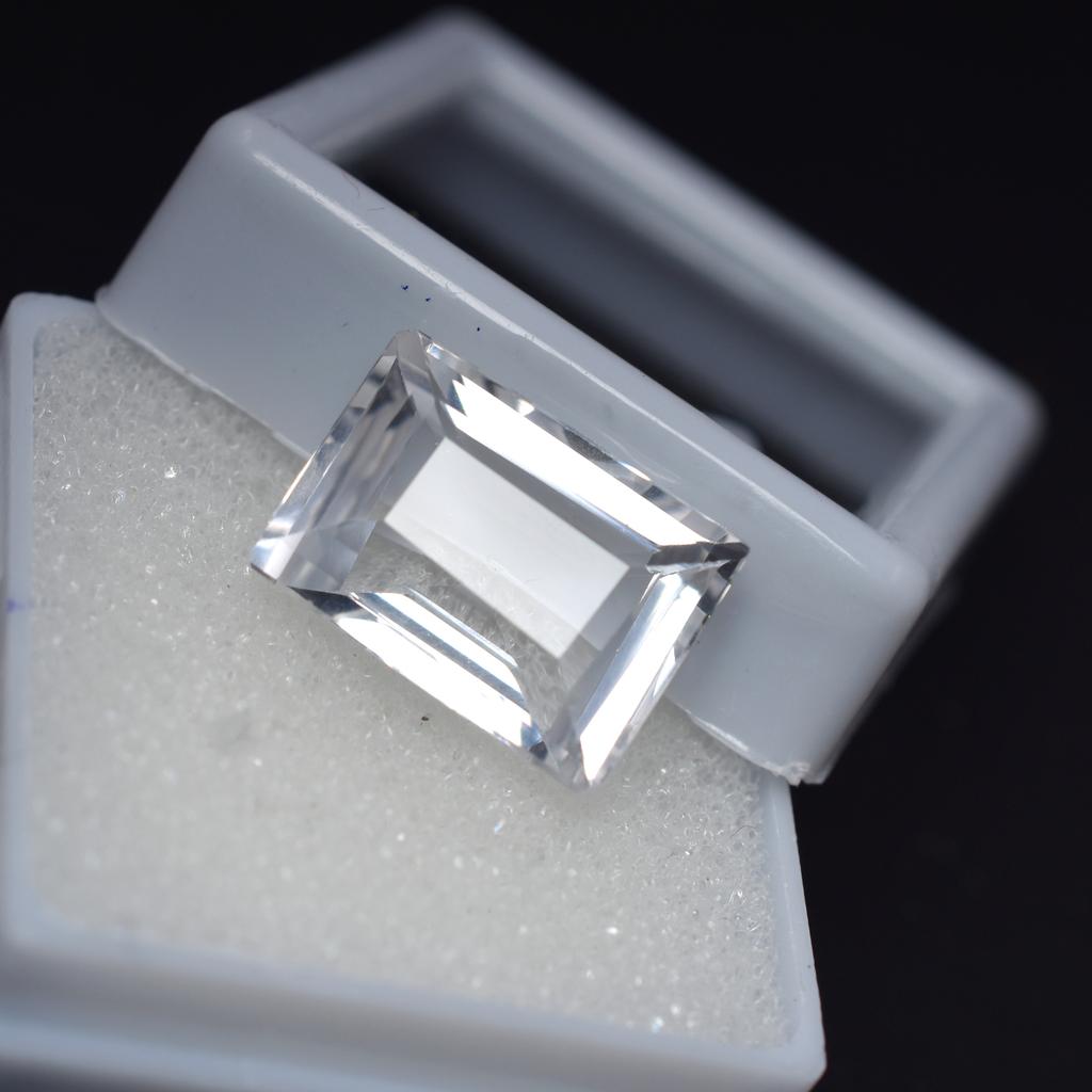 Natural White Sapphire Loose Gemstone Emerald Cut 9.80 Ct September Birthstone for Gem Collections