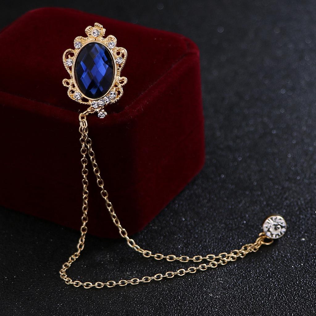 Broche de diamantes de imitación brillantes con gemas de imitación a la moda, borla de cadena, traje, abrigo, insignia, bolso, chal, accesorios de joyería