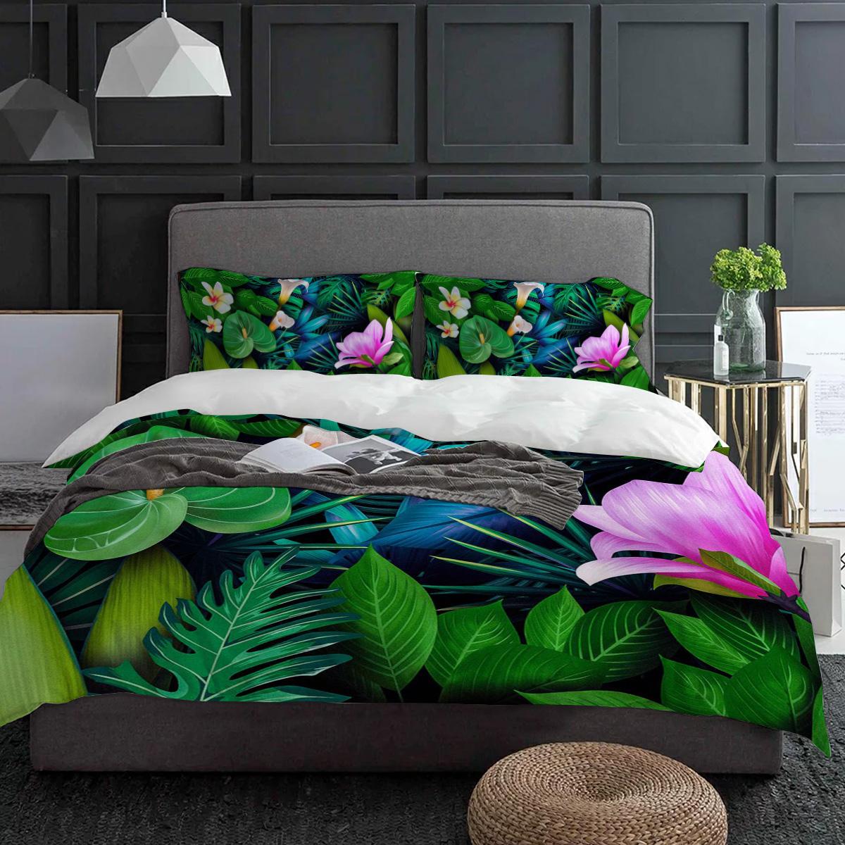 

Зеленое Растение Лист Цветок Плюмерии Пододеяльник С Наволочкой На Заказ 3 шт. Комплект Постельного Белья Пододеяльник Двуспальная Кровать Домашний Текстиль (135x200cm)
