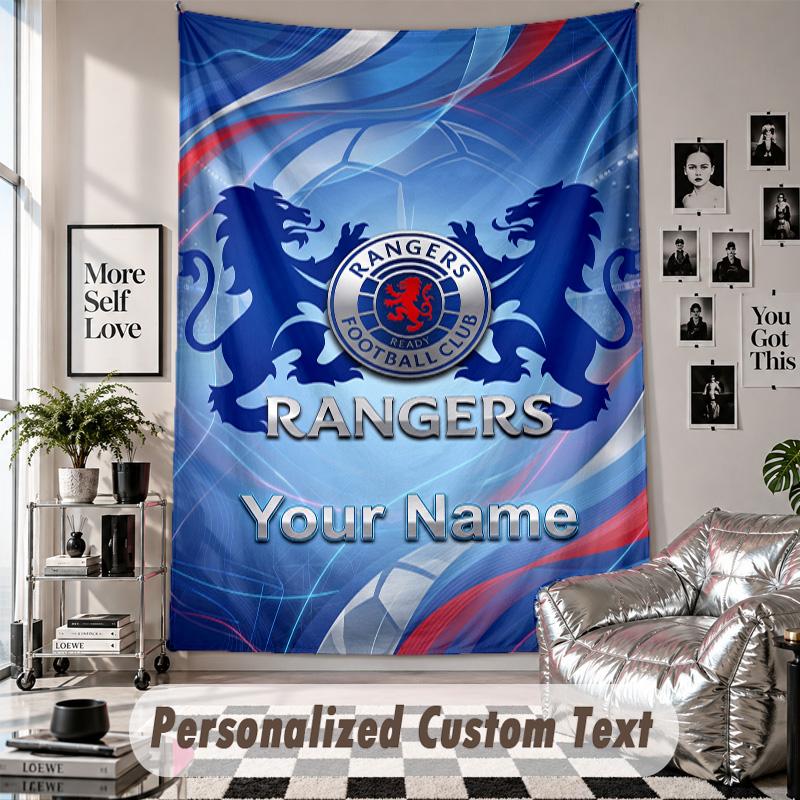 Custom Tapestry Wall Hanging, Rangers FC Personalized Name Text Home Wall Decor