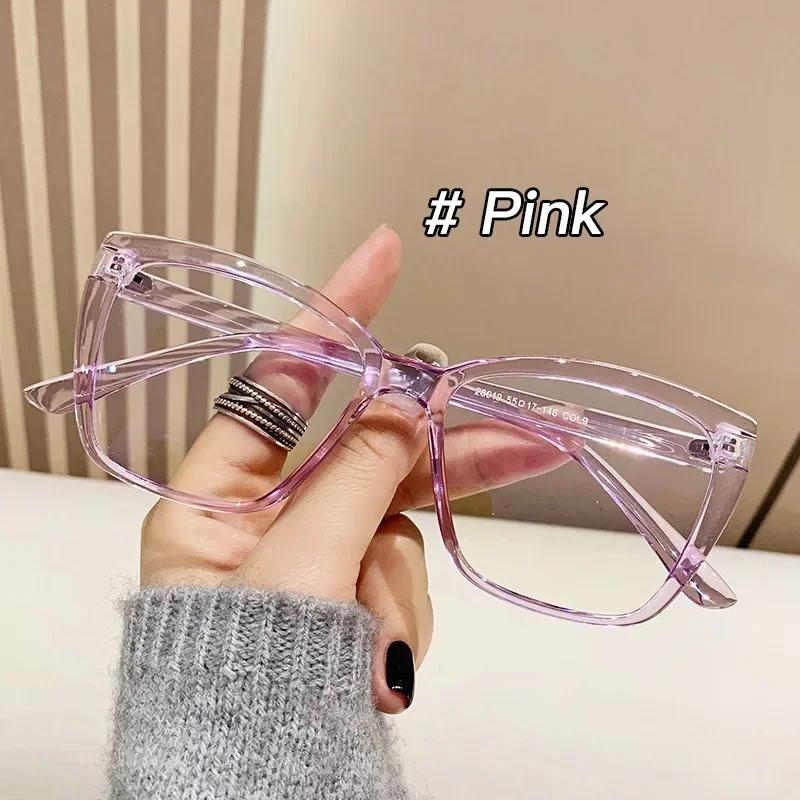 Trendy Large Frame Anti Blue Light GlassesLuxury Cat Eye Filter Lens Eyeglasses Square Frame Glasses for For Ladies