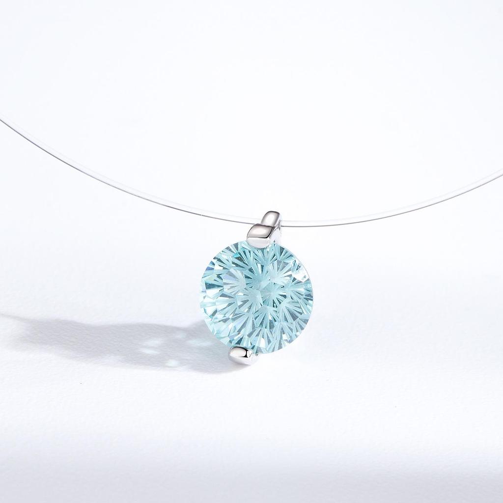 S925 Sterling Silver Moissanite Mermaid's Tear Necklace - Elegant Invisible Fishing Line Design for Women